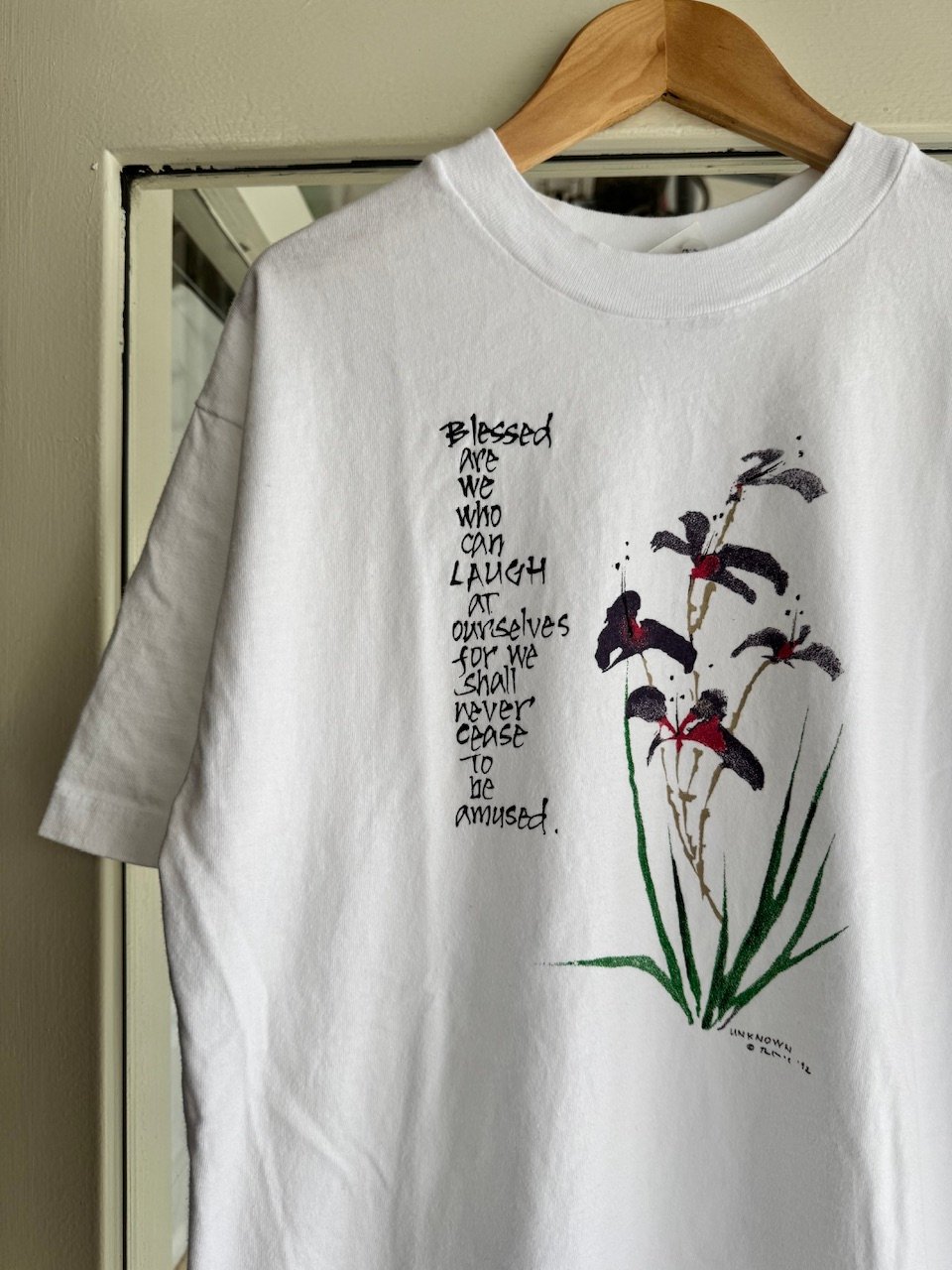 た*と様 90s US製　HARLEQUIN　フラワー・プリントTシャツ　アート 90's USA製フラワープリントTシャツ M | CUSTOM FEVER