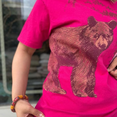 USA製 Hanes くま親子プリントTシャツ