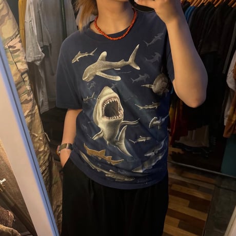 FRUIT OF THE LOOM サメ両面プリントT