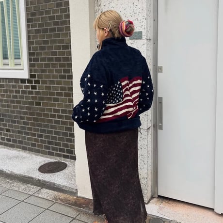 90s USA製 BEAR RIDGE アメリカ国旗柄フリースジャケット