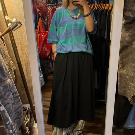 ヘンリーネック ボーダーリンガーTシャツ