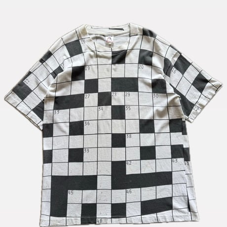 90’s Fruit of the Loom クロスワードパズルプリントTシャツ L