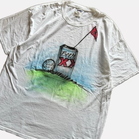 00's ゴルフ×ビール エアブラシプリントTシャツ XL