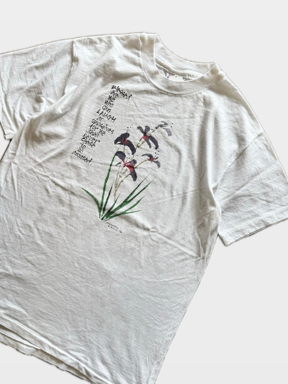 た*と様 90s US製　HARLEQUIN　フラワー・プリントTシャツ　アート 90's USA製フラワープリントTシャツ M | CUSTOM FEVER