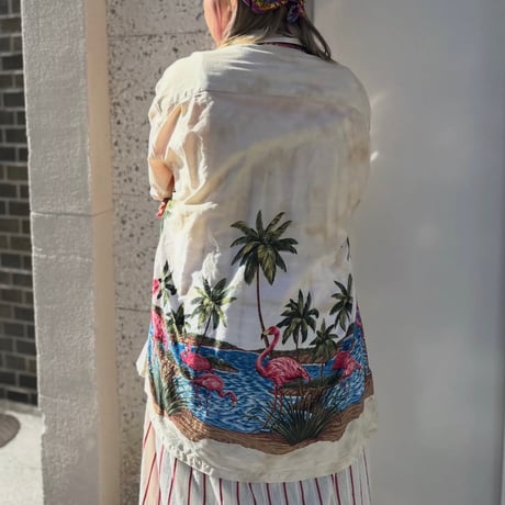 Made in Hawaii (USA製)フラミンゴ柄アロハシャツ