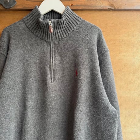 90s Polo Ralph Lauren コットンハーフジップニット