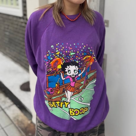 USA製 BETTY BOOP チアリーダーラグランスウェット