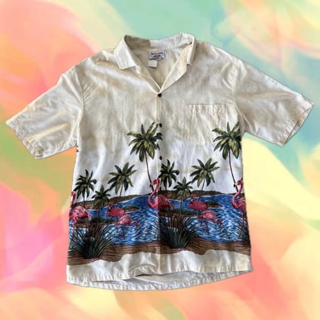 Made in Hawaii (USA製)フラミンゴ柄アロハシャツ