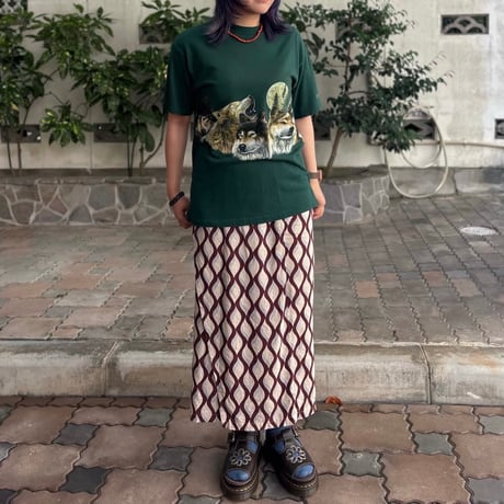 USA製 オオカミ両面プリントTシャツ