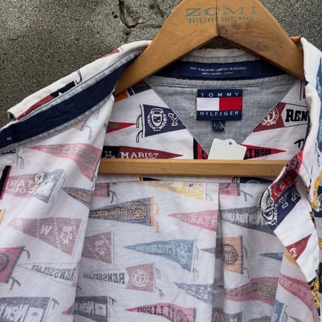 90s TOMMY HILFIGER ペナント総柄シャツ