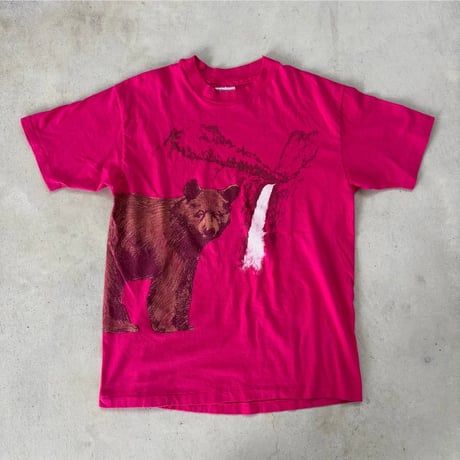 USA製 Hanes くま親子プリントTシャツ