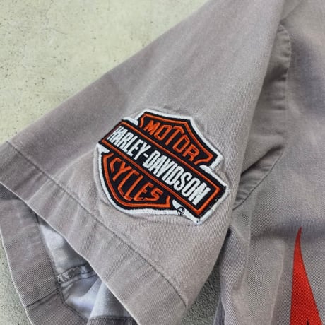 Harley-Davidson 刺繍オープンカラーシャツ
