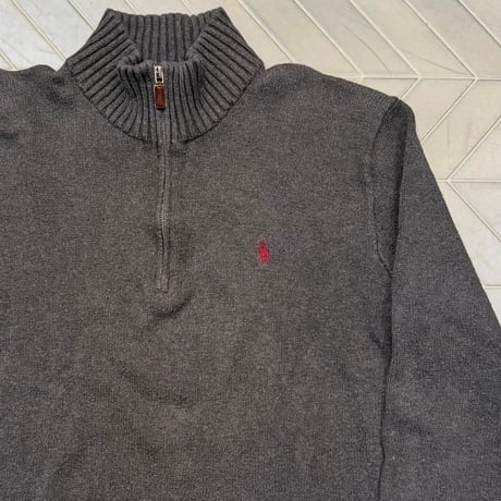 90s Polo Ralph Lauren コットンハーフジップニット