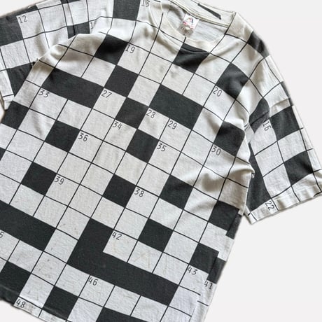 90’s Fruit of the Loom クロスワードパズルプリントTシャツ L