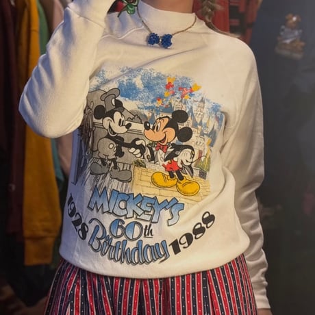 80s USA製 Mickey 60th Birthday ラグランスウェット