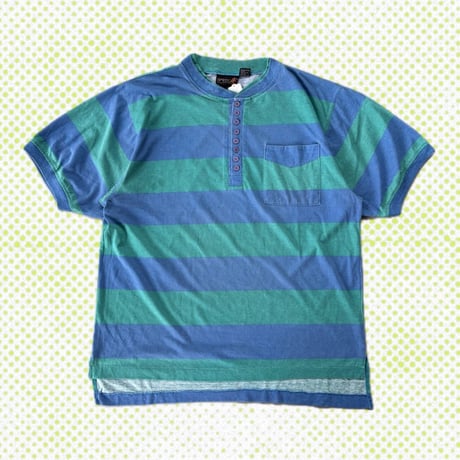 ヘンリーネック ボーダーリンガーTシャツ