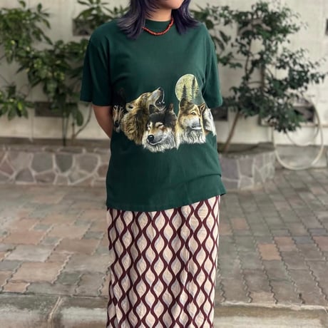USA製 オオカミ両面プリントTシャツ