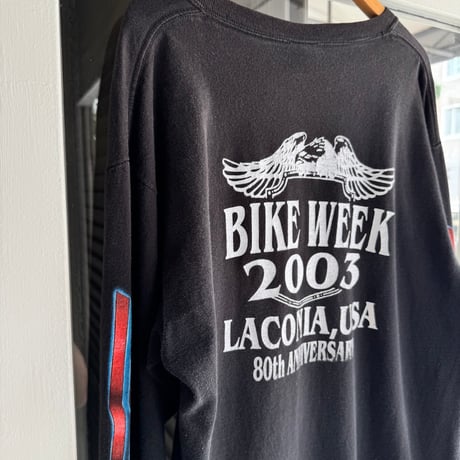 00's BIKE WEEK 袖プリントロンT  M