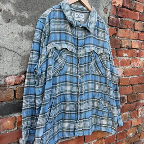 90s Columbia サイドポケット付きチェックネルシャツ