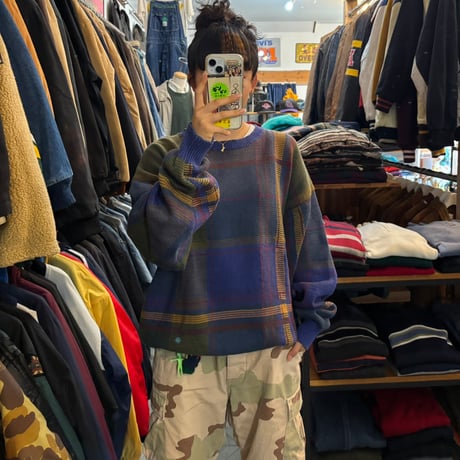 NAUTICA チェック柄コットンニット