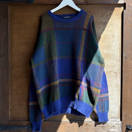 NAUTICA チェック柄コットンニット
