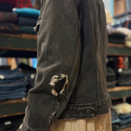 90s カナダ製 Levi's 75505 先染めブラックデニムジャケット