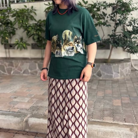 USA製 オオカミ両面プリントTシャツ