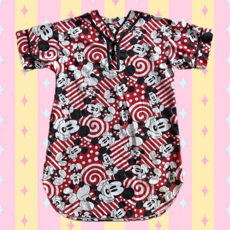 Mickey & Co. ミッキー総柄 ベースボール風チュニックワンピース