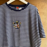 90s ミッキー刺繍ボーダーTシャツ