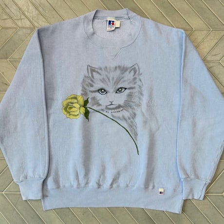 90s USA製 Russell 猫ちゃんスウェット