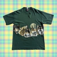 USA製 オオカミ両面プリントTシャツ
