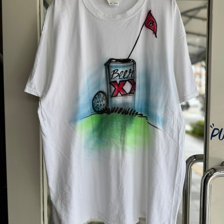 00's ゴルフ×ビール エアブラシプリントTシャツ XL
