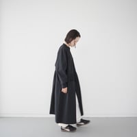 cotton washer band collar shirt dress/Black