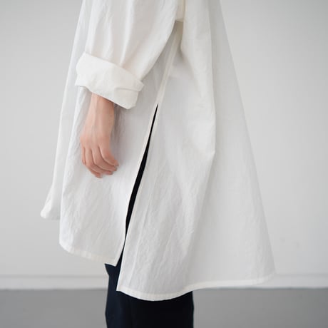 cotton side slit shirt/off white