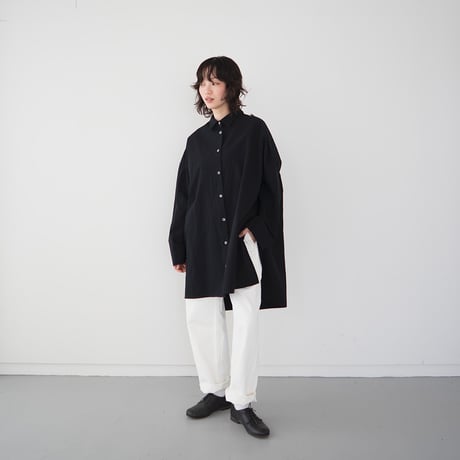 cotton side slit shirt/black