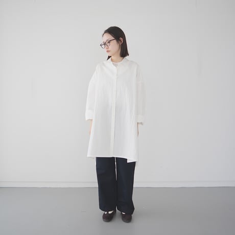 cotton side slit shirt/off white