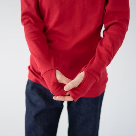 seamless cotton/thumb hole top/deep red/size1.2