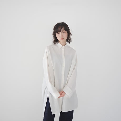 cotton side slit shirt/off white