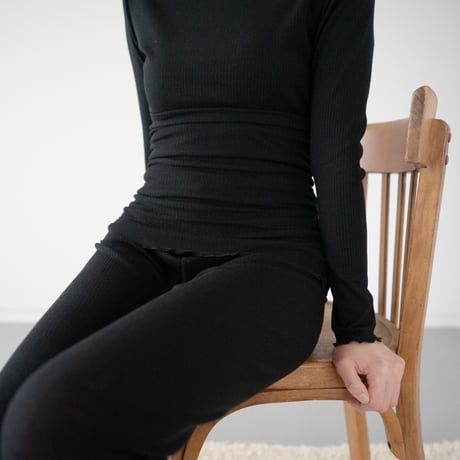 second skin inner/cashmere silk waist warmer/ecru.black.charcoal