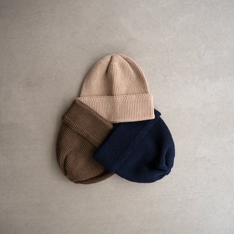 cableami/ Linen Watch Cap /navy.beige