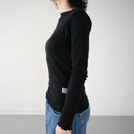 second skin inner/cashimere silk rib tops/black