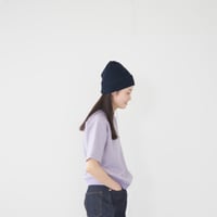 cableami/ Linen Watch Cap /navy.beige