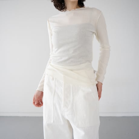 second skin inner/cashimere silk rib tops/ecru