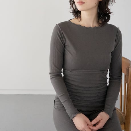 second skin inner/cashmere silk rib tops/charcoal