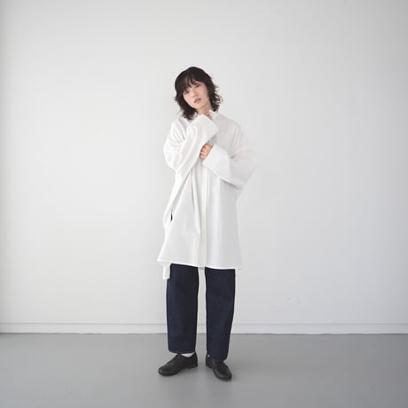 cotton side slit shirt/off white