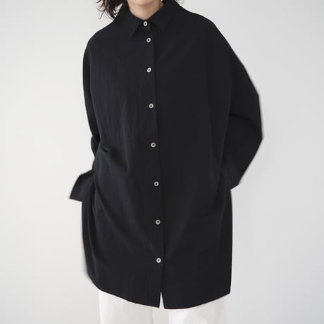 cotton side slit shirt/black