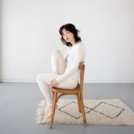 second skin inner/cashimere silk rib tops/ecru