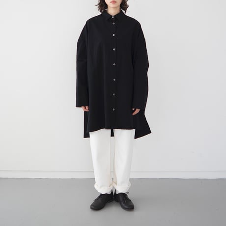 cotton side slit shirt/black