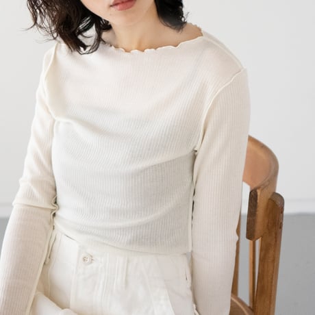 second skin inner/cashimere silk rib tops/ecru