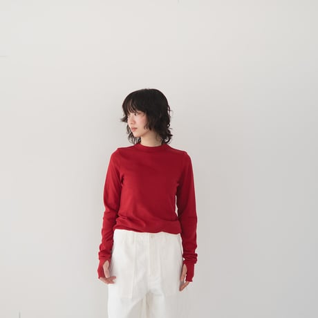 seamless cotton/thumb hole top/deep red/size1.2